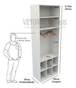 Ver imagem 1 de Armário Misto Colmeia M22 100% Mdf Closet Loja Roupeiro - Branco