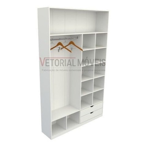 Armário Colmeia Cabideiro Gaveta Mayara M2 100% Mdf Closet - Branco