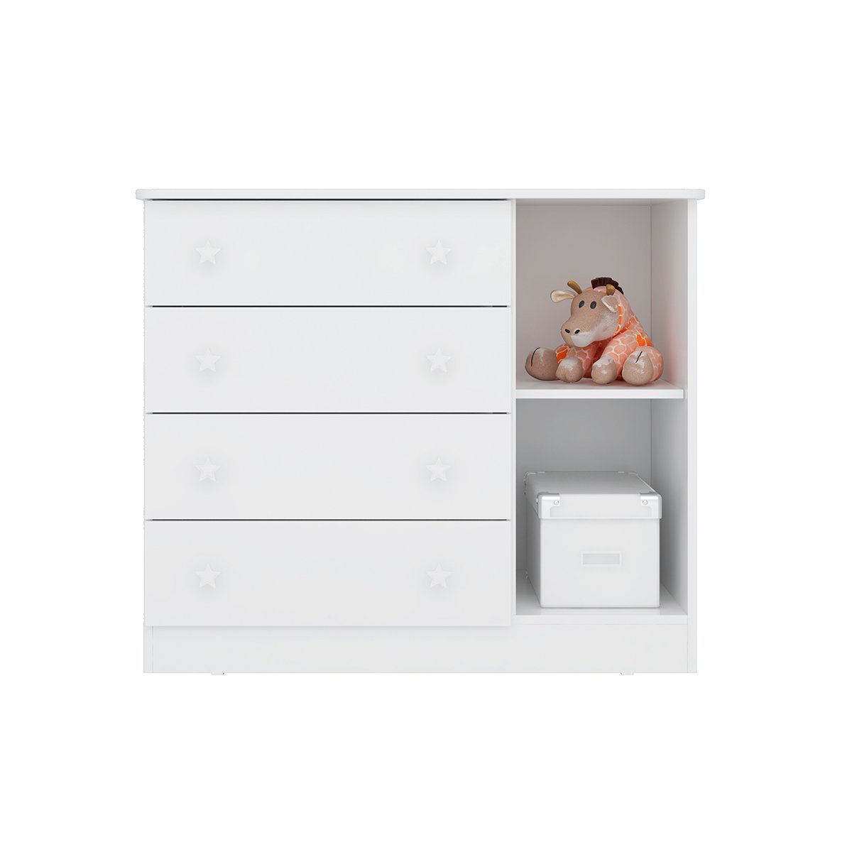 Comoda Sapateira Infantil 1 Porta e 4 Gavetas Brilhar Q01 Branco - ADJ Decor - 5