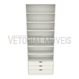 Guarda Roupa Closet Solteiro  Gaveta Prateleira M26 100% Mdf Closet Roupeiro - Branco - 4