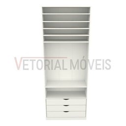 Guarda Roupa Closet Solteiro  Gaveta Prateleira M26 100% Mdf Closet Roupeiro - Branco - 3