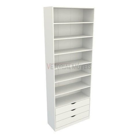 Guarda Roupa Closet Solteiro  Gaveta Prateleira M26 100% Mdf Closet Roupeiro - Branco