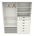 Ver imagem 4 de Armário Arara Gaveta Verônica M5 100% Mdf Roupeiro Closet - Branco