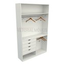 Ver imagem 1 de Armário Arara Gaveta Milena M2 100% Mdf Closet Lojas Sapato - Branco
