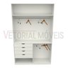 Armário Arara Gaveta Milena M2 100% Mdf Closet Lojas Sapato - Branco - 5