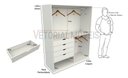 Ver imagem 1 de Armário Arara Gaveta Milena M3 100% Mdf Closet Lojas Sapato - Branco