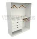 Ver imagem 3 de Armário Arara Gaveta Milena M3 100% Mdf Closet Lojas Sapato - Branco
