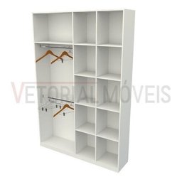 Armário Colmeia Cabideiro Duplo M14 100% Mdf Loja Closet - Branco - 4