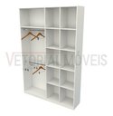 Ver imagem 4 de Armário Colmeia Cabideiro Duplo M14 100% Mdf Loja Closet - Branco