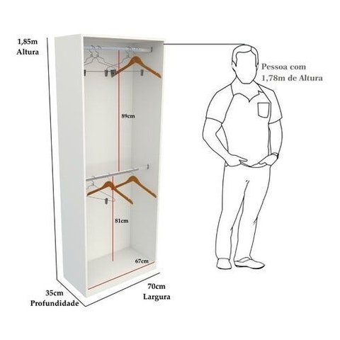 Armário Arara Dupla M11 100% Mdf (closet Lojas Cabideiro) - Branco