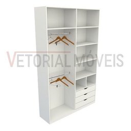Armário Colmeia Cabideiro Duplo M8 100% Mdf Roupeiro Closet - Branco - 5