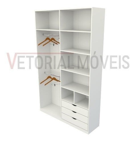 Armário Colmeia Cabideiro Duplo M8 100% Mdf Roupeiro Closet - Branco - 4