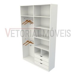 Armário Colmeia Cabideiro Duplo M8 100% Mdf Roupeiro Closet - Branco - 4