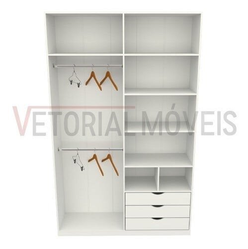 Armário Colmeia Cabideiro Duplo M8 100% Mdf Roupeiro Closet - Branco - 2