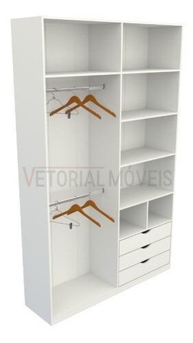 Armário Colmeia Cabideiro Duplo M8 100% Mdf Roupeiro Closet - Branco