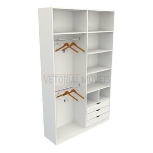 Armário Colmeia Cabideiro Duplo M8 100% Mdf Roupeiro Closet - Branco