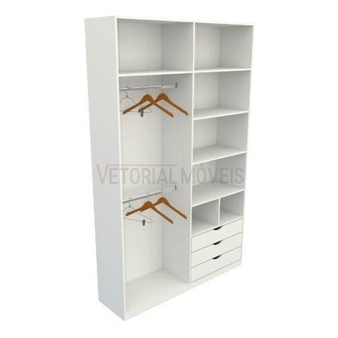 Armário Colmeia Cabideiro Duplo M8 100% Mdf Roupeiro Closet - Branco