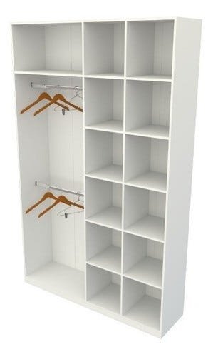 Armário Colmeia Cabideiro Duplo M9 100% Mdf Loja Closet - Branco - 3