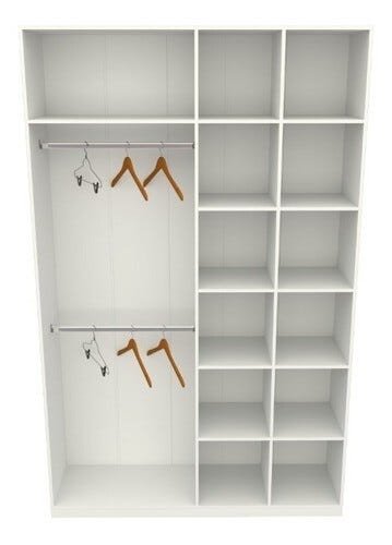 Armário Colmeia Cabideiro Duplo M9 100% Mdf Loja Closet - Branco - 4