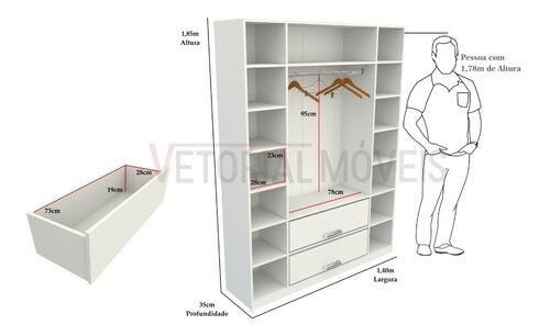 Armário Colmeia Cabideiro Gaveta M11 100% Mdf (closet Loja) - Branco - 2