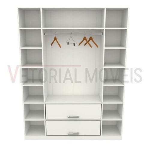 Armário Colmeia Cabideiro Gaveta M11 100% Mdf (closet Loja) - Branco - 4