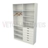 Armário Arara Gaveta Verônica M7 100% Mdf Closet Roupeiro - Branco - 6