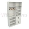 Armário Arara Gaveta Verônica M7 100% Mdf Closet Roupeiro - Branco - 3