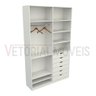 Armário Arara Gaveta Verônica M7 100% Mdf Closet Roupeiro - Branco - 4