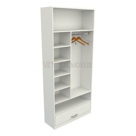 Armário Colmeia Cabideiro Lorena M2 100% Mdf (closet Gaveta) - Branco