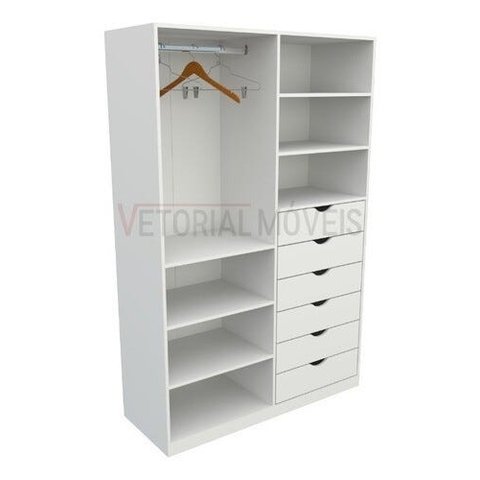 Armário Arara Gaveta Verônica M6 100% Mdf (quarto / Sapato ) - Branco