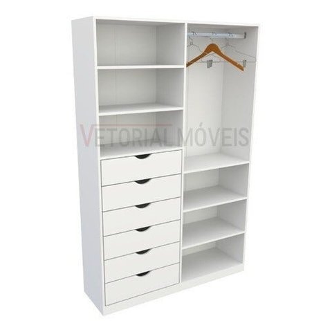 Armário Arara Gaveta Verônica M8 100% Mdf (quarto Sapato) - Branco