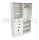 Ver imagem 4 de Armário Arara Gaveta Verônica M8 100% Mdf (quarto Sapato) - Branco