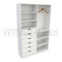 Ver imagem 4 de Armário Arara Gaveta Verônica M8 100% Mdf (quarto Sapato) - Branco