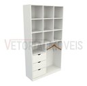 Ver imagem 5 de Armário Cabideiro Gaveta Misto M8 100% Mdf Closet Loja Arara - Branco