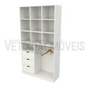 Ver imagem 3 de Armário Cabideiro Gaveta Misto M8 100% Mdf Closet Loja Arara - Branco