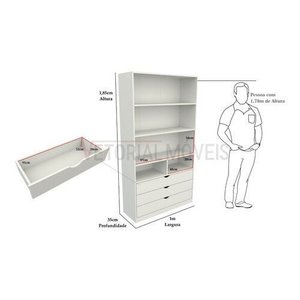 Guarda Roupa Closet Solteiro  Misto Prateleira Gaveta M16 100% Mdf (closet, Loja) - Branco
