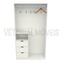 Ver imagem 4 de Armário Cabideiro Gaveta Misto M11 100% Mdf Closet / Arara - Branco