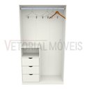 Ver imagem 4 de Armário Cabideiro Gaveta Misto M11 100% Mdf Closet / Arara - Branco