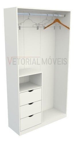 Armário Cabideiro Gaveta Misto M11 100% Mdf Closet / Arara - Branco