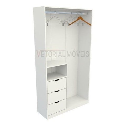 Armário Cabideiro Gaveta Misto M11 100% Mdf Closet / Arara - Branco