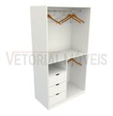 Ver imagem 5 de Armário Cabideiro Gaveta Misto M19 100% Mdf Closet / Arara - Branco