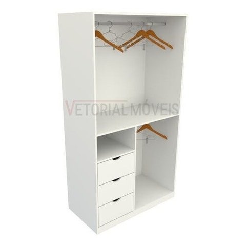 Armário Cabideiro Gaveta Misto M19 100% Mdf Closet / Arara - Branco