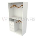 Ver imagem 3 de Armário Cabideiro Gaveta Misto M19 100% Mdf Closet / Arara - Branco