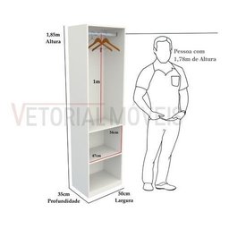 Guarda Roupa Closet Solteiro  Misto Prateleira M28 100% Mdf (closet, Loja) - Branco - 2