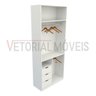 Armário Cabideiro Gaveta Misto M29 100% Mdf Closet Loja - Branco - 4