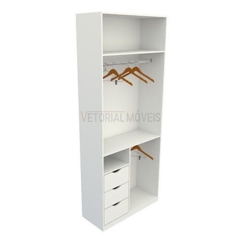 Armário Cabideiro Gaveta Misto M29 100% Mdf Closet Loja - Branco