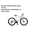 Ver imagem 4 de Bicicleta Mountain Bike Velox Aro 29 Freio Disco 21v Ello Cor:branco/verde