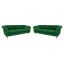 Ver imagem 1 de Dois Sofás Chesterfield Capitone Duque Suede verde bandeira 2,30cm