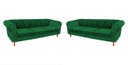 Ver imagem 1 de Dois Sofás Chesterfield Capitone Duque Suede verde bandeira 2,30cm