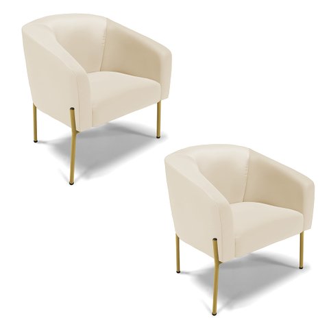 Cadeira Sala de Jantar Pé de Ferro Dourado Kit 2 Stella Sintético D03 - D'Rossi